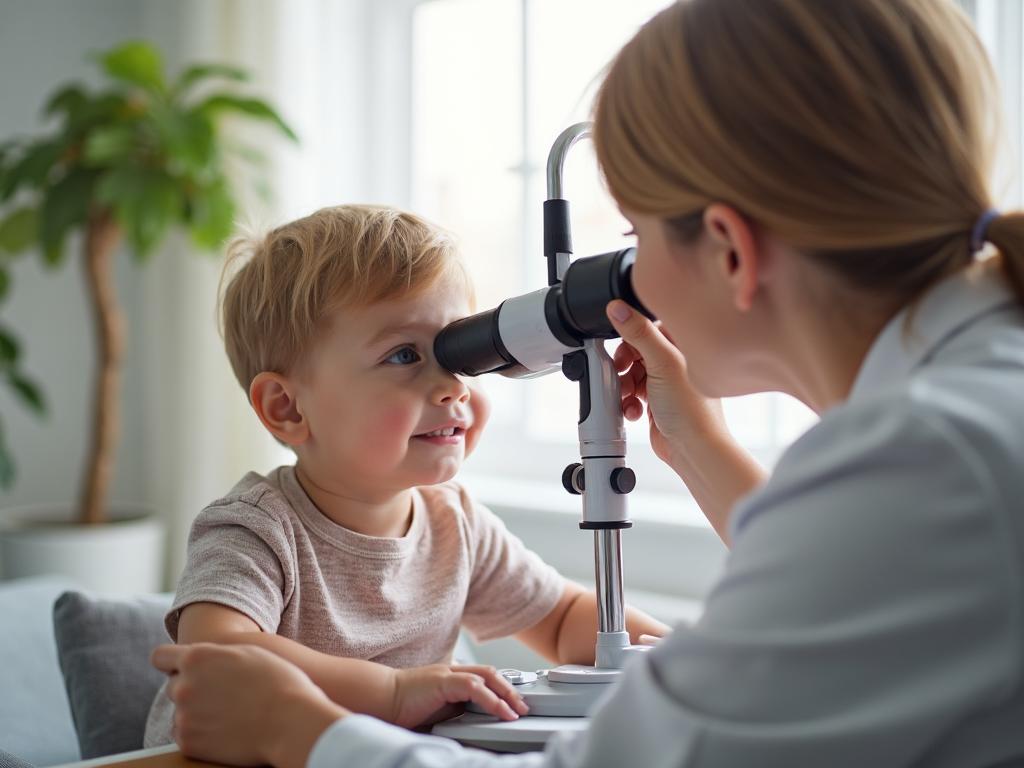 Examen ophtalmologique d'un enfant par un médecin spécialisé